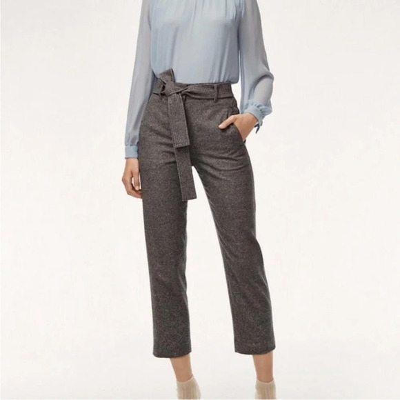 Wilfred Jallade Tie Front High  Rise Wool Trouser Pant
Grey Tweed size 6, office - Picture 1 of 13